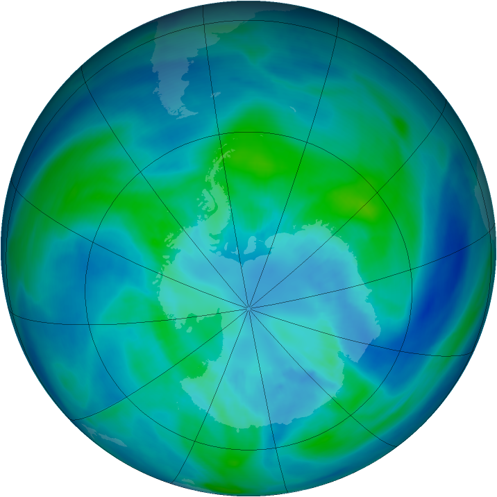 Antarctic ozone map for 02 April 2008